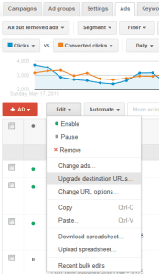 Upgraded URLs in AdWords Interface