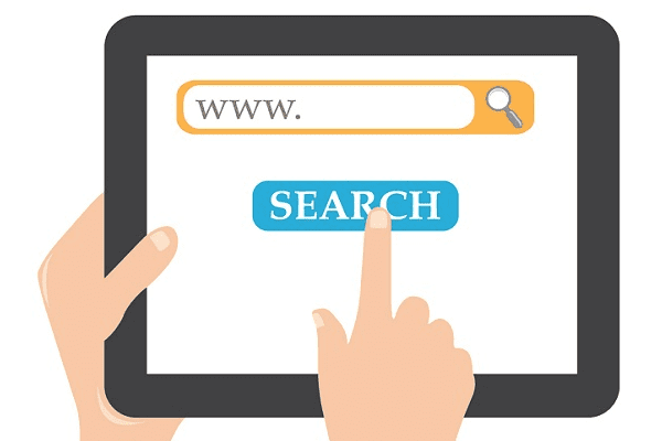 Searching the internet on a tablet graphic
