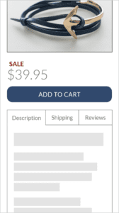 screenshot of adding ecommerce item to cart
