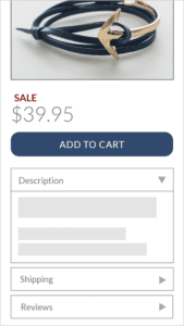screenshot of adding ecommerce item to cart with descriptive information