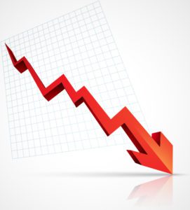 Graphic of a downward trending line graph.