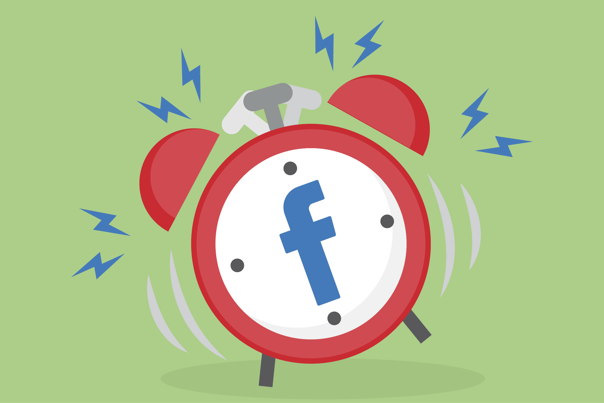 Buzzing alarm clock with Facebook logo in the middle