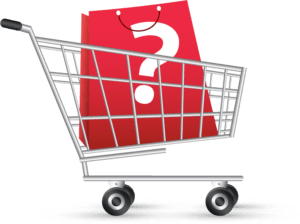 marketplace shopping cart graphic with bag inside