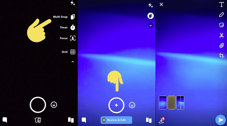 demonstration of new multi snap feature on snapchat