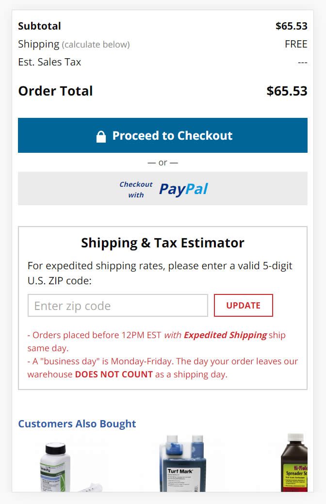 screenshot of checkout page how it appeared before experiments