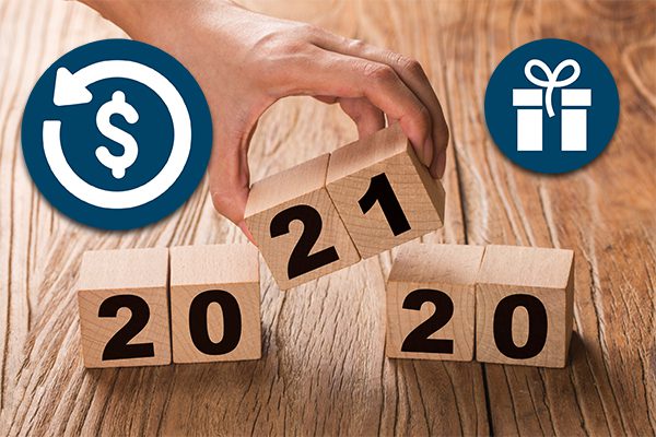 Wooden blocks displaying 20, 21, and 20.