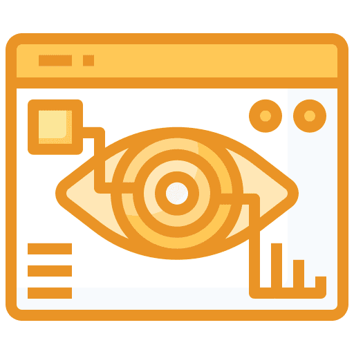 Gold graphic of eyeball on a site page.