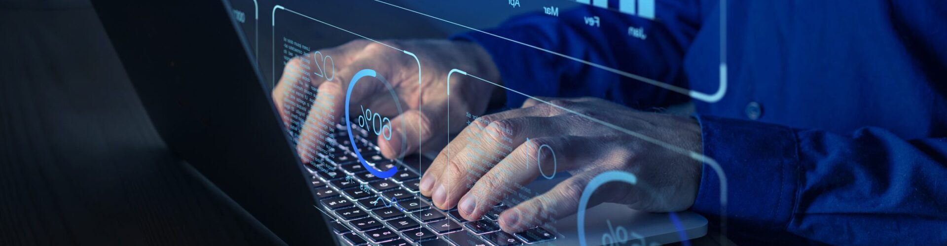 Data analyst working on business analytics dashboard with charts, metrics and KPI to analyze performance and create insight reports for operations management.