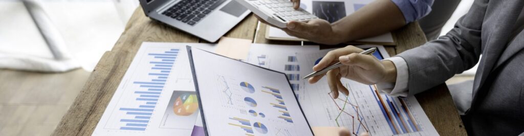 Business team meeting and presenting business results discussion and analysis data chart and graph, finance and accounting. Business performance concept.