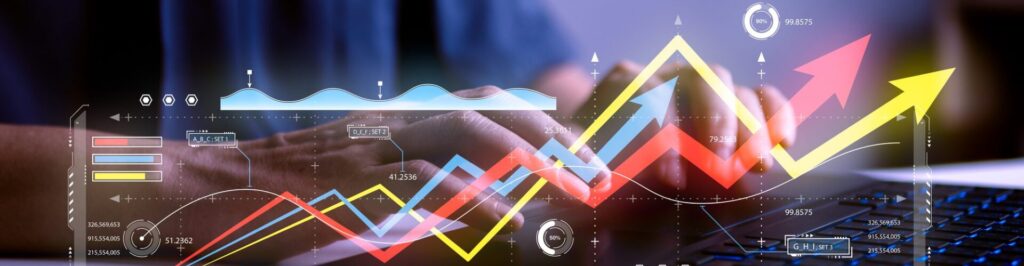 Analysis Chart Graph for Business Strategy Success: Diagramming Growth, Financial Management, Profitable Marketing, and Stock Investment Report.