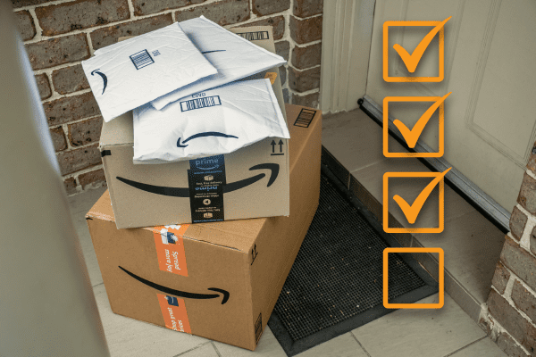 Stack of Amazon boxes.
