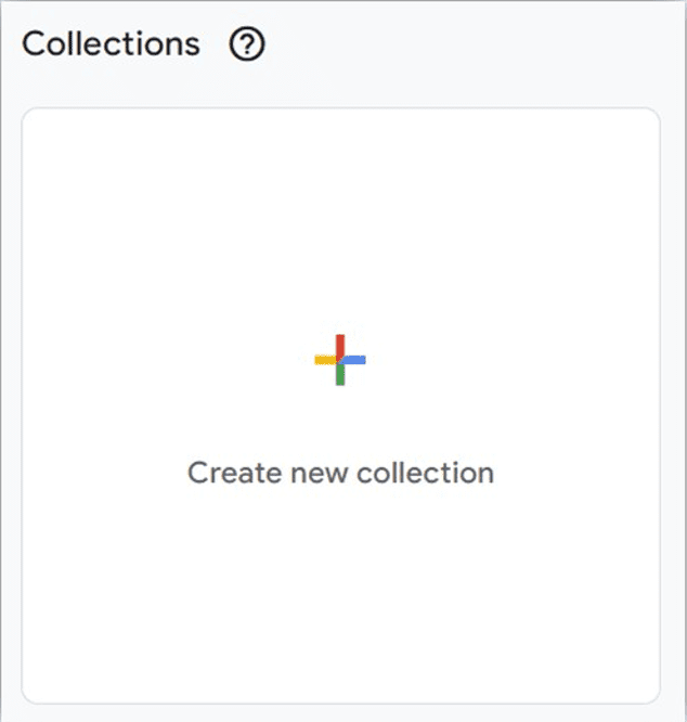 Screenshot of the Create new collection button in GA4.