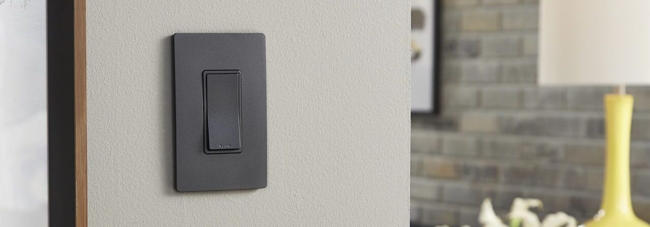 legrand switch on wall into room