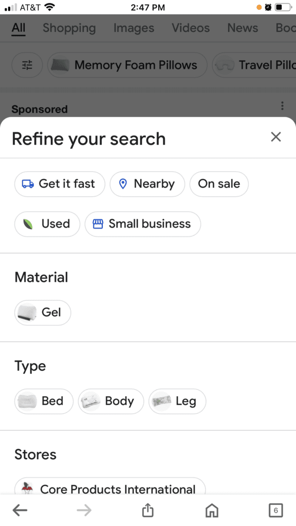 “Refine your search” pop-up in Google Search.