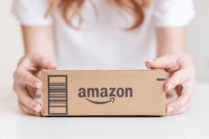 hands holding Amazon Prime Big Deal Days package
