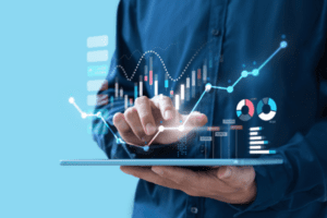 analytics experts pulls up data on tablet