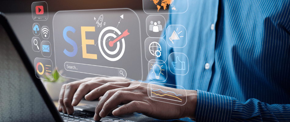 SEO analyst reviewing data dashboard