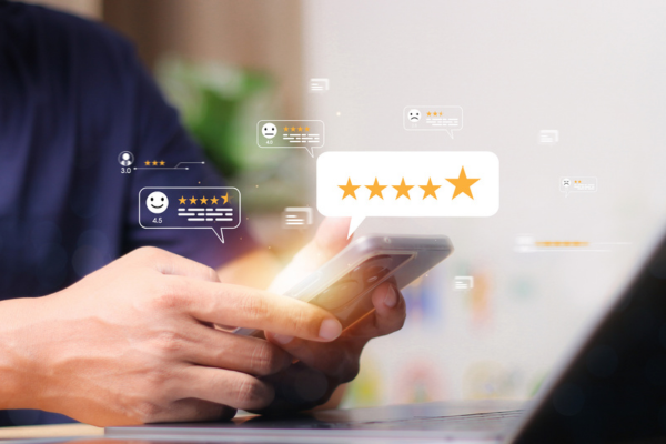 Customer review satisfaction feedback survey concept.