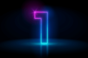 Black background with a colorful number one