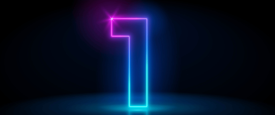 Black background with colorful number one.