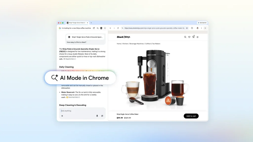 screenshot of AI mode in chrome