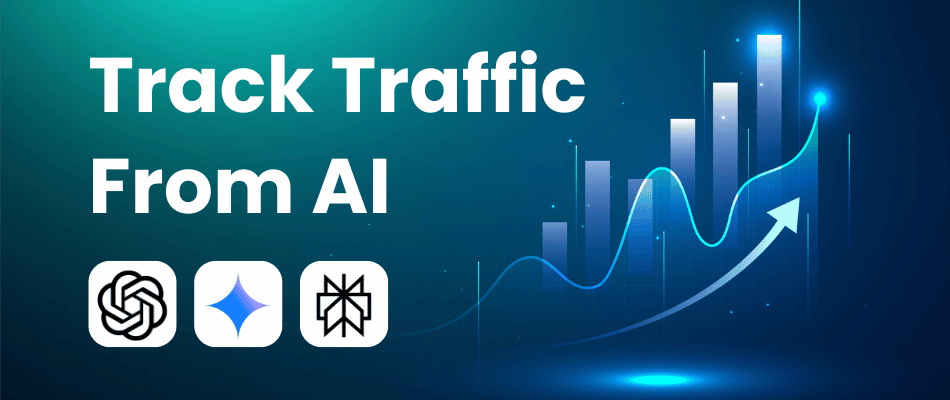 How to track traffic from AI graphic featuring chatgpt, gemini, and perplexity logos