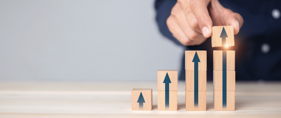 Growth graph and arrows ladder. Business success concept