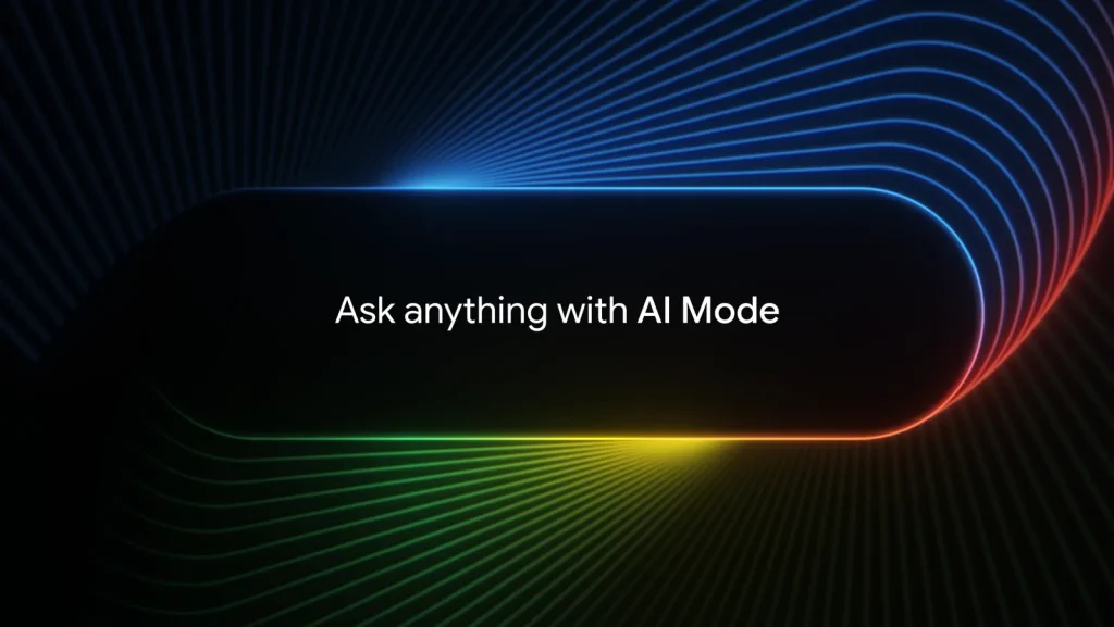 screen shot of Google's AI Mode displaying "Ask anything with AI Mode"