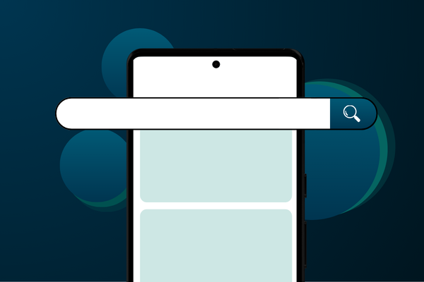 illustration of mobile SERPs. search results page mockup