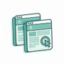 Two web page versions with a cursor clicking a button, representing conversion rate optimization and A/B testing
