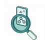 AI document with a network graph under a magnifying glass, representing generative engine optimization