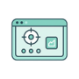 Browser window with a target and ad placements, representing programmatic advertising