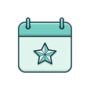 Calendar marked with a star, representing seasonal, holiday, and milestone emails