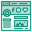 website Turquoise graphic icon of a Facebook page.